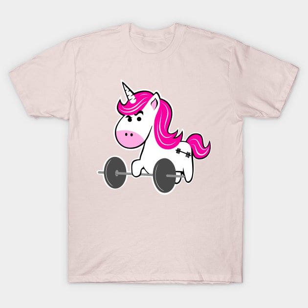 Unicorn weightlifting, fitness girl T-Shirt by TimAddisonArt